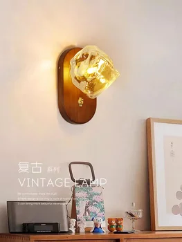 Настенный светильник Ice Cube в японском стиле в стиле ретро, простое фоновое настенное освещение для гостиной, минималистичная прикроватная лампа для спальни  4