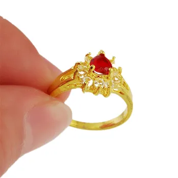 Кольца Для женщин Cute Heart CZ Обручальные Кольца Ювелирные Изделия Цвет желтого Золота Кубический Цирконий Камень Anillos Mujer R030  5