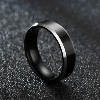 2023 Модное Мужское кольцо из титана, нержавеющей стали, Черное кольцо из титановой стали, Пара колец  5