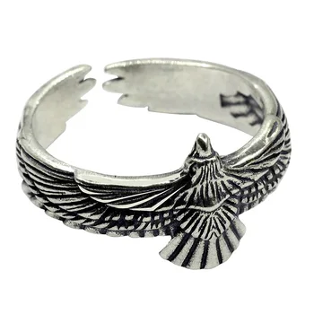 Мужское кольцо с орлом из стерлингового серебра S925 пробы, регулируемый размер, тайское серебряное кольцо, винтажные украшения для мужчин  5