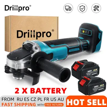 Drillpro 125 мм Бесщеточная электрическая угловая шлифовальная машина Аккумуляторная Дисковая угловая шлифовальная машина для резки древесины Электроинструмент для батареи 18 В  5