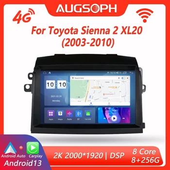 Автомагнитола Android 13 для Toyota Sienna 2 XL20 2003-2010, 9-дюймовый Мультимедийный плеер 2K с 4G Carplay и 2Din GPS-навигацией  5
