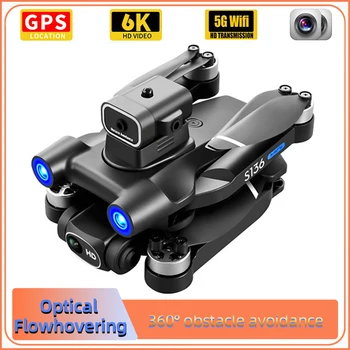 S136 GPS-Дрон 4K Профессиональная камера с двойным ESC разрешением 6K, оптическое позиционирование потока, обход препятствий, Бесщеточный складной квадрокоптер на радиоуправлении  5