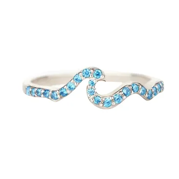 Роскошное обручальное кольцо из серебра 925 пробы с геометрическим рисунком Blue Wave, Женские ювелирные украшения из бутика  5
