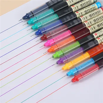 Шариковая ручка EZONE Straight для ходьбы с жидкостью, Быстросохнущая, большая емкость, студенческая подпись, 0,5 мм, трубка с иглой, 12 цветов, Нейтральная ручка  5