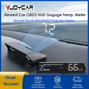 Новейшая Автомобильная подставка Vjoycar OBD2 HUD Плюс Проектор на лобовое стекло С двойным дисплеем Расход топлива Измеритель температуры турбонаддува  4