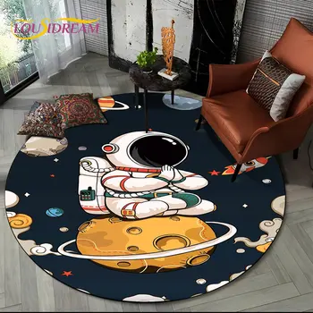 Круглый Коврик с изображением Космического Астронавта 3D, Ковровый Коврик для Гостиной, Детской Спальни, Дивана, Декора Игровой комнаты, Нескользящий Коврик Для пола  5