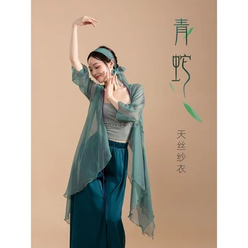 2024 классическое танцевальное газовое платье с перекрестным воротником в китайском стиле, элегантное женское платье для танцев на каждый день, платье для выступлений w131  5