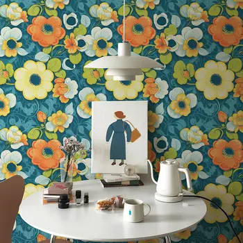 Обои со свежими цветами, ПВХ самоклеящиеся водонепроницаемые наклейки для украшения дома, контактная бумага с цветочным рисунком для стен спальни, шкафов  5