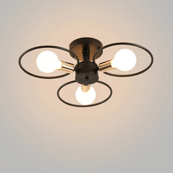 Новый американский ретро кольцевой потолочный светильник с 3 головками, потолочный светильник Nordic Creative для гостиной и спальни  5