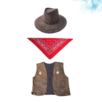 аксессуар для костюма для косплея 3шт, Модная шляпа, жилет, Треугольный шарф, Креативный маскарадный декор, одежда для пастушки  4