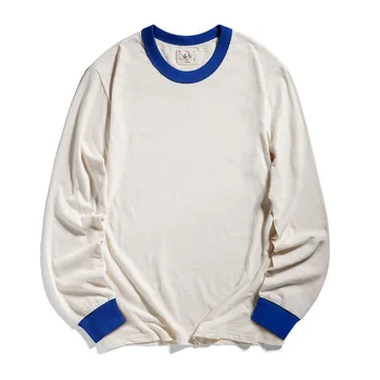 Демисезонная мужская футболка с круглым вырезом и длинным рукавом, Модный лоскутный винтажный дышащий пуловер для спортзала, повседневные уютные Свободные топы на каждый день  4