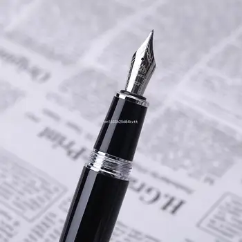 Новая Перьевая Ручка Jinhao 159 Черно-Серебристого цвета для Толстого Челнока с М-образным Пером  2