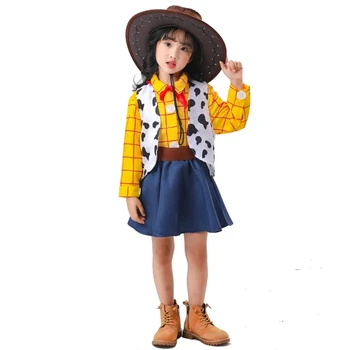 Платья для костюмов ковбоев для девочек на Хэллоуин, детские костюмы ковбоек в стиле Вестерн, сценическое шоу, косплей, вечеринка, переодевание  5