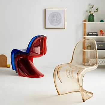 Обеденные стулья в скандинавском минималистичном стиле, Современный дизайнерский Пластиковый Эргономичный Шезлонг Для макияжа, Прозрачная мебель для ресторана Sillas  10