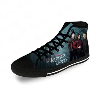 Высокие кроссовки The Vampire Diaries, Мужская Женская повседневная обувь для подростков, парусиновые кроссовки для бега, легкая обувь с 3D-принтом, Черный  3