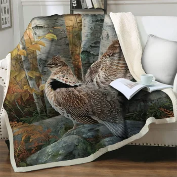 Фланелевые одеяла с рисунком дикой птицы с 3D рисунком из мультфильма, покрывала для кроватей, Мягкое теплое одеяло, декор для домашнего офиса, Подарок для детей и подростков на пикник  5
