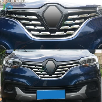 Для Renault Kadjar 2015-2017 2018 ABS Стайлинг автомобиля Решетка переднего бампера двигателя Верхняя Центральная Решетка Радиатора Аксессуары для отделки 7шт  5