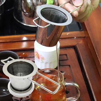 Заварочный чайник с двойными ручками И крышкой Фильтр для кофе с мелкой сеткой из нержавеющей Стали, Чашка для заваривания чая, Подвесное Ситечко для чая с листьями, фильтр  10