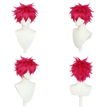 Синтетический Аногол из розовых и сине-каштановых волос, короткий прямой Парик для косплея на Хэллоуин, Рождественская школа и шапочка для парика 1шт  5