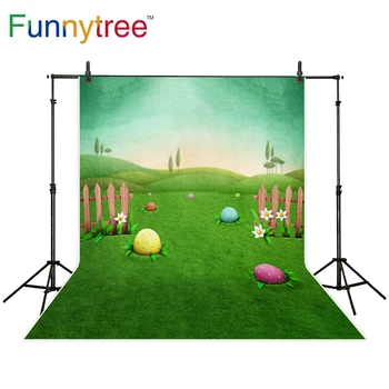 Фон для фотосъемки Funnytree Пасхальные яйца сказочный весенний луг фон для детского душа фотостудия photobooth  5