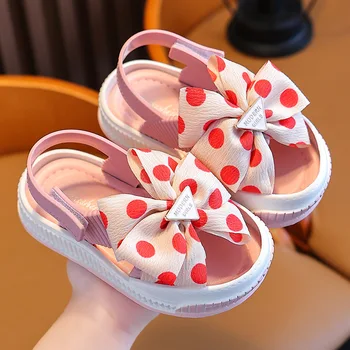 Летние сандалии для девочек Для детей от 2 до 10 лет Обувь принцессы на платформе с бантом Повседневная школьная детская обувь Уличные пляжные сандалии Baby  10