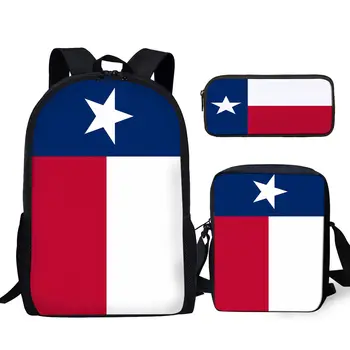 YIKELUO Флаг штата Техас 3D Печать Студенческий Рюкзак Для Учебников Сумка Для Ноутбука Повседневная Модная Сумка-Мессенджер С Принтом Флага Пенал  5