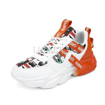 Мужские кроссовки с граффити в корейском стиле, обувь для папы на шнуровке, пара кроссовок для бега на открытом воздухе, Zapatillas Hombre Deportivas  4