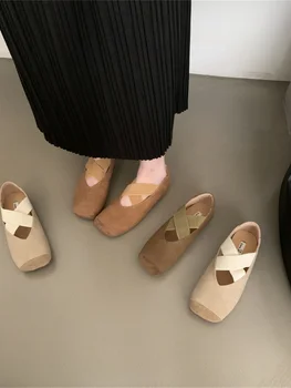 Женская обувь Cross с квадратным носком, осенняя элегантная универсальная женская обувь, Новое удобное платье на резинке, Rome Med Basic  5