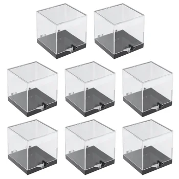 Коробка-витрина 8 шт, Стандартные квадратные контейнеры для минералов с крышками, прозрачные Куклы, Витрина Пластиковая, Прозрачная  5