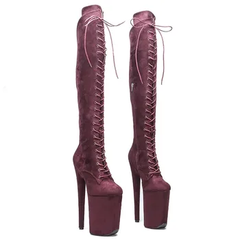 Auman Ale/ новинка; замшевый верх 23 см/9 дюймов; Пикантные экзотические женские ботинки на платформе и высоком каблуке для вечеринок; обувь для танцев на шесте 067  5