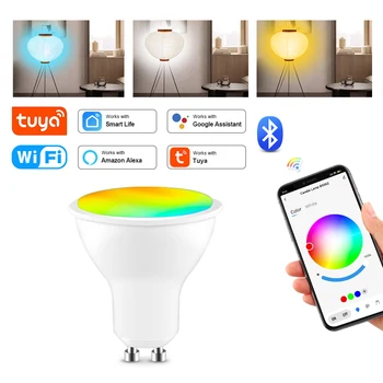 GU10 Tuya Bluetoth/Wifi Умная Светодиодная лампа 220V RGB Smar Лампа Smart Home Decor Dimmable Led Spotlight Работает С Alexa, Google  5