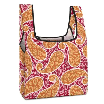 Красная сумка для покупок с уникальным декором, сумка с двойным ремешком, повседневная Женская сумка для продуктов, сумка-тоут, Эстетичная Индивидуальная печать  5