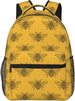 Рюкзак с цветочным рисунком Bee Flower Повседневные походные рюкзаки для кемпинга, легкий рюкзак, сумка для женщин, Мужская сумка для книг  5
