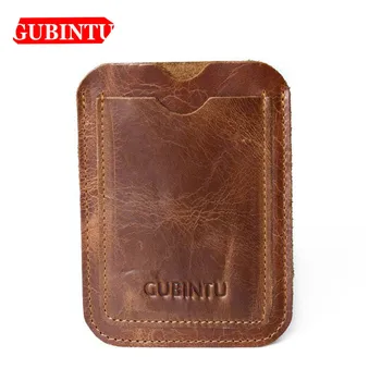 Кожаный бумажник для карт GUBINTU Geniune Простой дизайн, держатель для удостоверения личности, карман для карточки-пропуска, Классический Высококачественный Брендовый Мужской кошелек  5