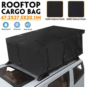 Универсальная автомобильная грузовая сумка на крышу 600D / 420D, большой водонепроницаемый багажник на крышу, Черная сумка-кубик для хранения, дорожный внедорожник-фургон для автомобилей  2