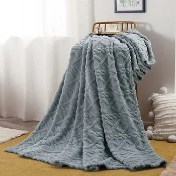 Специальное предложение, современное простое флисовое одеяло из туфа, Однотонные Мягкие офисные чехлы для ворса, Летний кондиционер для путешествий, покрывало для кровати, одеяло  5