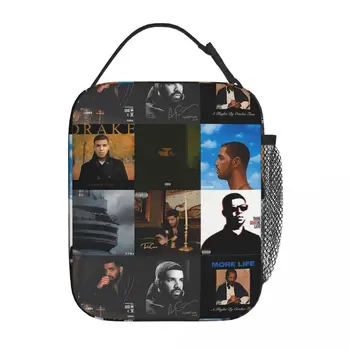 Music Drake Vintage Album Изолированная сумка для ланча, Коробка для хранения продуктов, Портативный кулер, Термальная коробка для бенто для школьного офиса  4