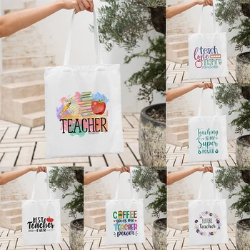 Подарок для Лучшего Учителя В истории Сумка-Тоут Gracias Teachers Shopping Bag Преподавание- это Сила Ужина Холщовая Сумочка Выпускной На Пенсию  5