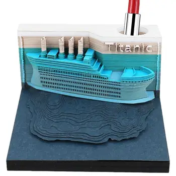3D Блокнот для заметок в форме корабля 3D Праздничный подарок Настольное украшение на батарейках для учебных комнат, школьных столов в общежитиях.  4