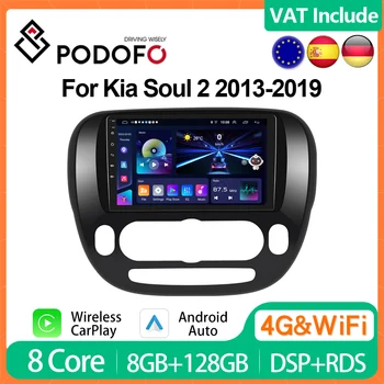 Podofo 4G CarPlay Android Радио Для KIA Soul 2 2013-2019 Автомобильный Мультимедийный Плеер Головное Устройство GPS Стерео IPS Авторадио Ai Voice DSP  5