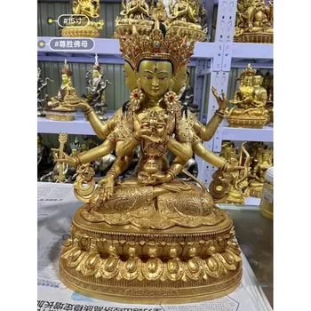 46 см ОГРОМНАЯ ВЕРХНЯЯ фигура Будды ДОМАШНЯЯ эффективная Защита Буддизм полная Позолота Позолоченная статуя Будды Намгьялма Конг Ким  5
