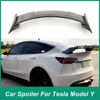 Для Tesla Модель Y 2021-2023 Регулировка спойлера задней крышки багажника Внешние Аксессуары Крыло автомобиля Задняя кромка Черный карбоновый материал ABS  5