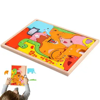 Пазлы из деревянных блоков, детские игрушки, обучающие игры Монтессори, обучающие интерактивные игрушки для детей дошкольного возраста от 0 до 3 лет  5