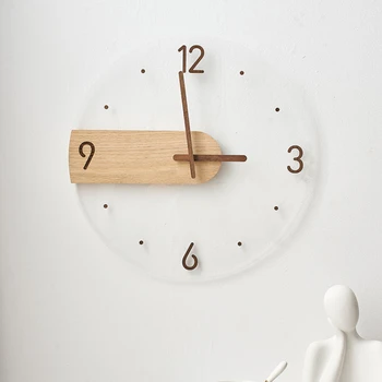 Современные Простые Бревенчатые Японские Часы Настенные Часы Для Гостиной Домашняя Мода 2021 Новые Минималистичные Декоративные Настенные Часы  5