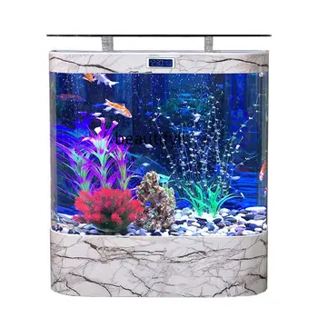 Прихожая Гостиная с аквариумом с рыбками Большой стеклянный напольный аквариум с драконьими рыбками Аквариум для замены воды  5