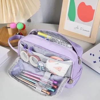 Большая вместительная сумка для карандашей, эстетические школьные кейсы, сумка для канцелярских принадлежностей для девочек, детская сумка для ручек, школьные принадлежности для студентов  5