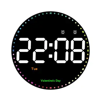 10-дюймовые круглые цифровые настенные часы со светодиодной подсветкой с дистанционным управлением, будильник с 10 уровнями яркости для украшения гостиной  4