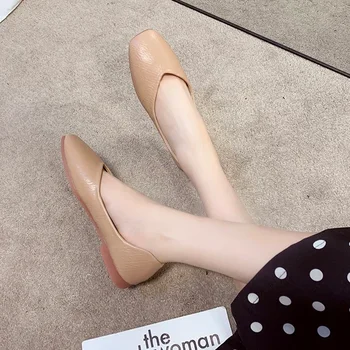 Профессиональная женская обувь большого размера, Маленькие Квадратные Каблуки, Низкие Каблуки Для поездок На работу, Высокие туфли, Новые тонкие туфли 2023 года, Неглубокий вырез  5