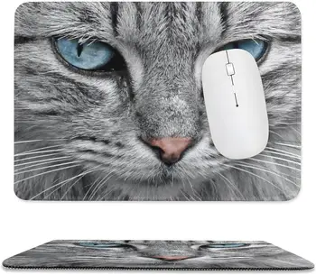 Коврик Для Мыши Animal Cat Portrait Eyes Cute Small Office Computer Mousepad для Настольного Ноутбука с Нескользящей Резиновой Основой 7,9 × 9,5 дюйма  5